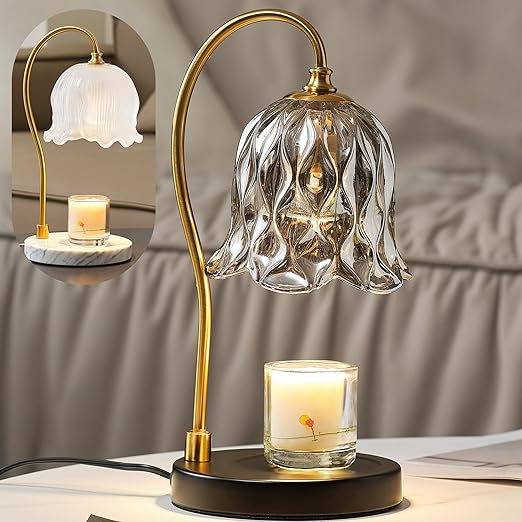 Glass Candle Warmer Electric Wax Melt Lamp for Top-Down Candle Melting