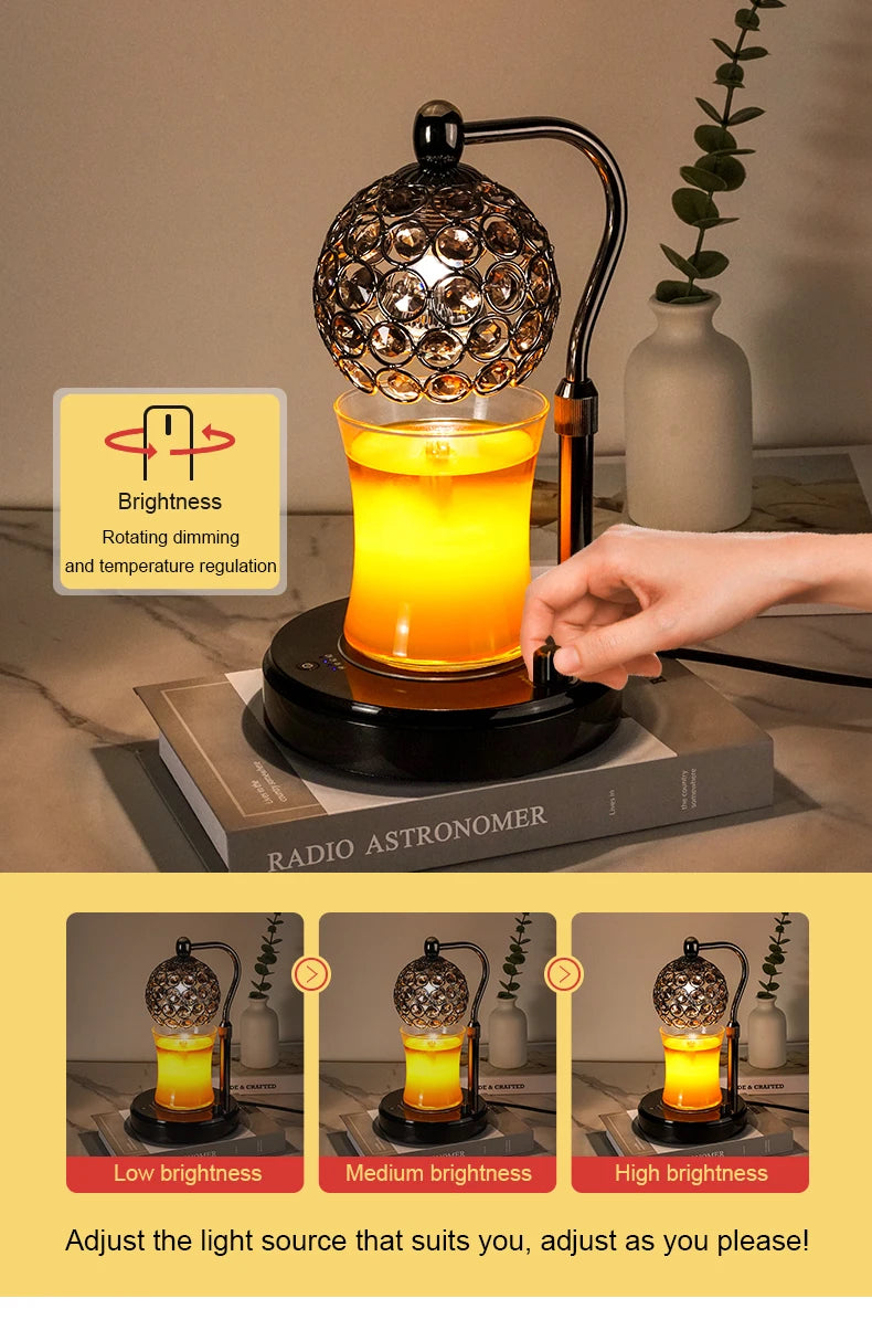 Candle Warmer Lamp with Timer, Adjustable Height Dimmable Candle Lamp Warmer Electric Candle Warmer Compatible with Small and Large Candles, Candle Melter for Bedroom Home Decor Gifts for Mom