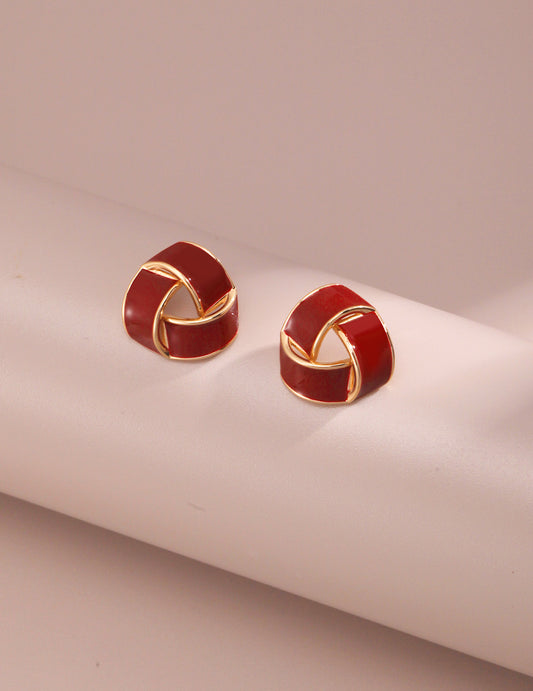 Vintage red drip glaze stud earrings