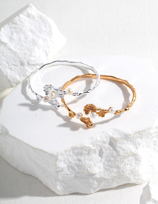 “Ocean wave” silver peaerl bracelet