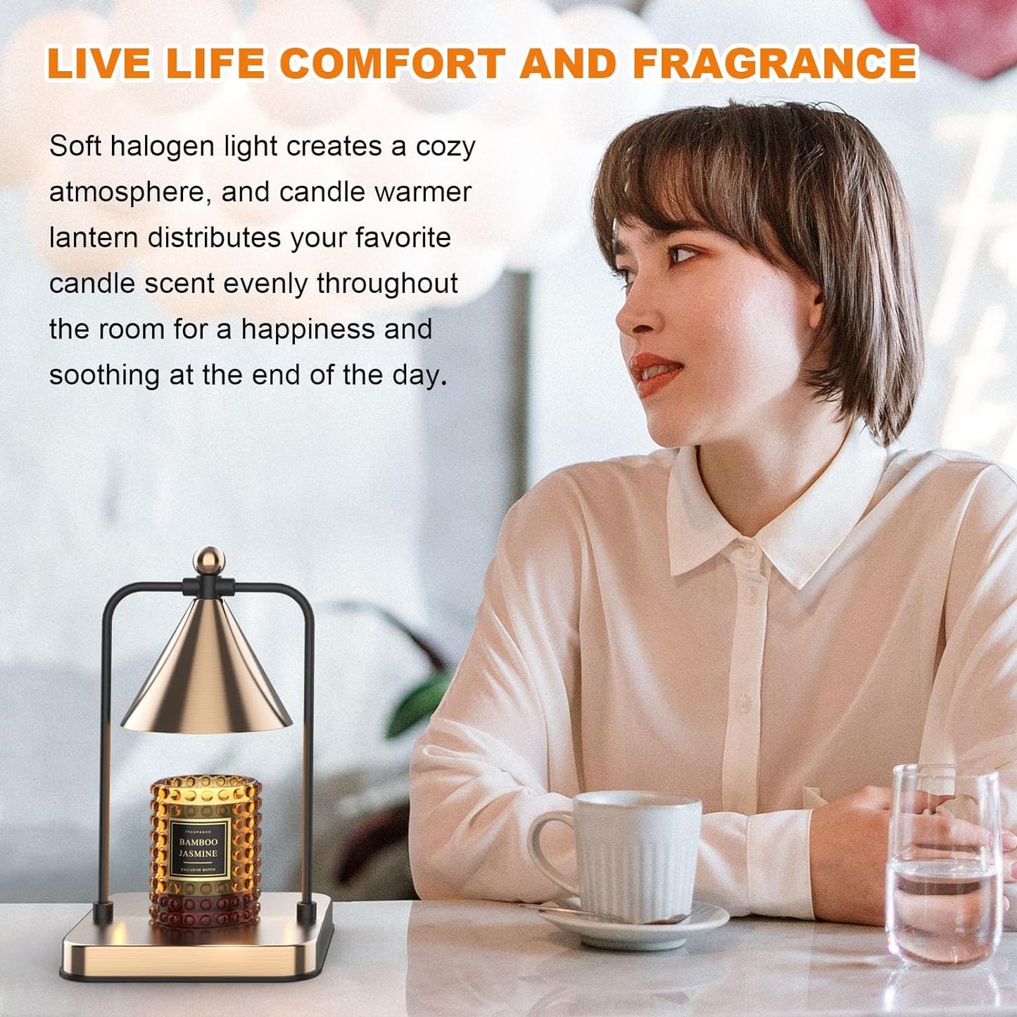 Candle Warmer Lamp with Timer, Dimmable Candle Lamp Warmer Electric Candle Warmer Compatible with Small and Large Scented Candles, Candle Melter for Bedroom Home Decor Gifts for Mom (Bronze)